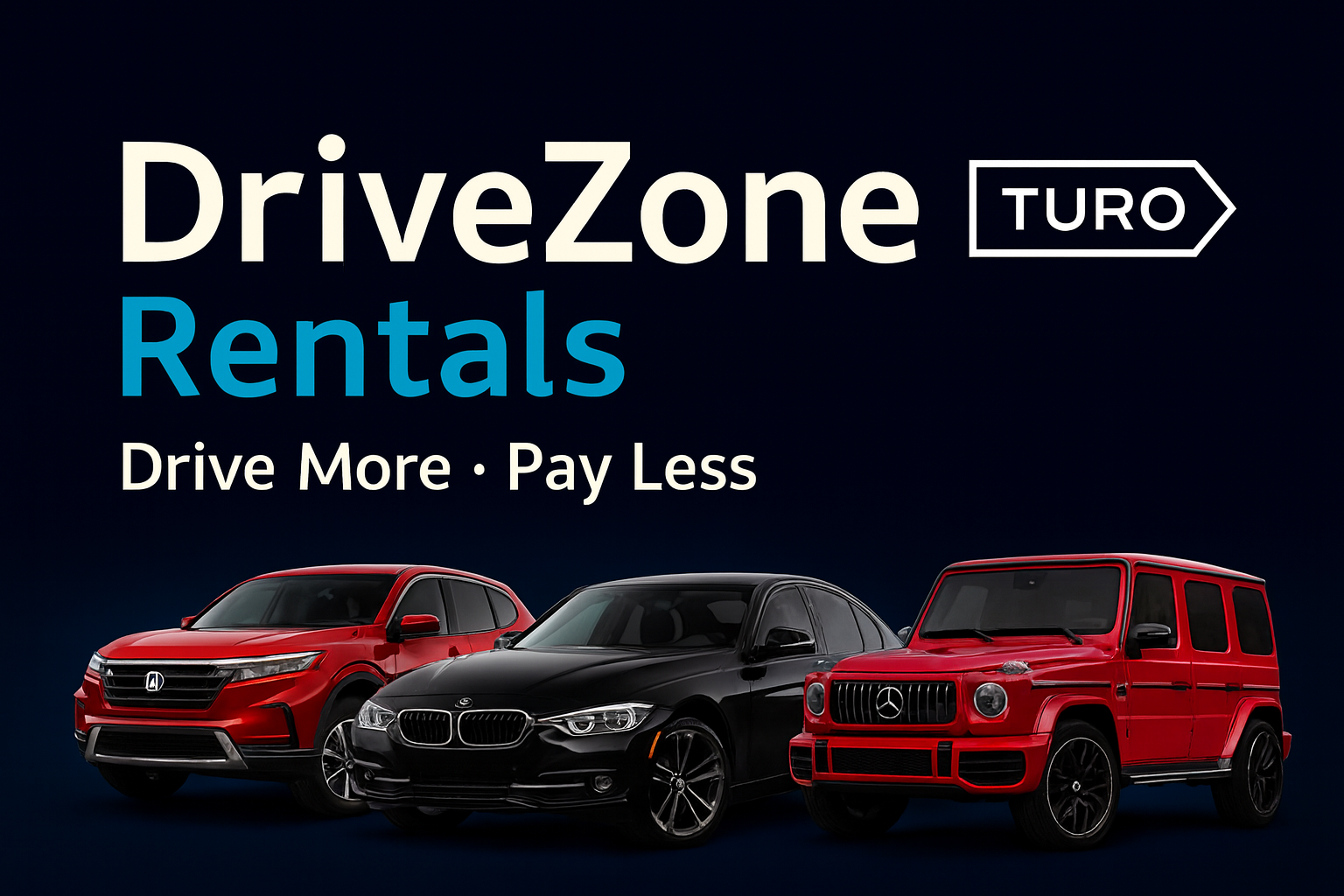 DriveZone Rentals hero cars